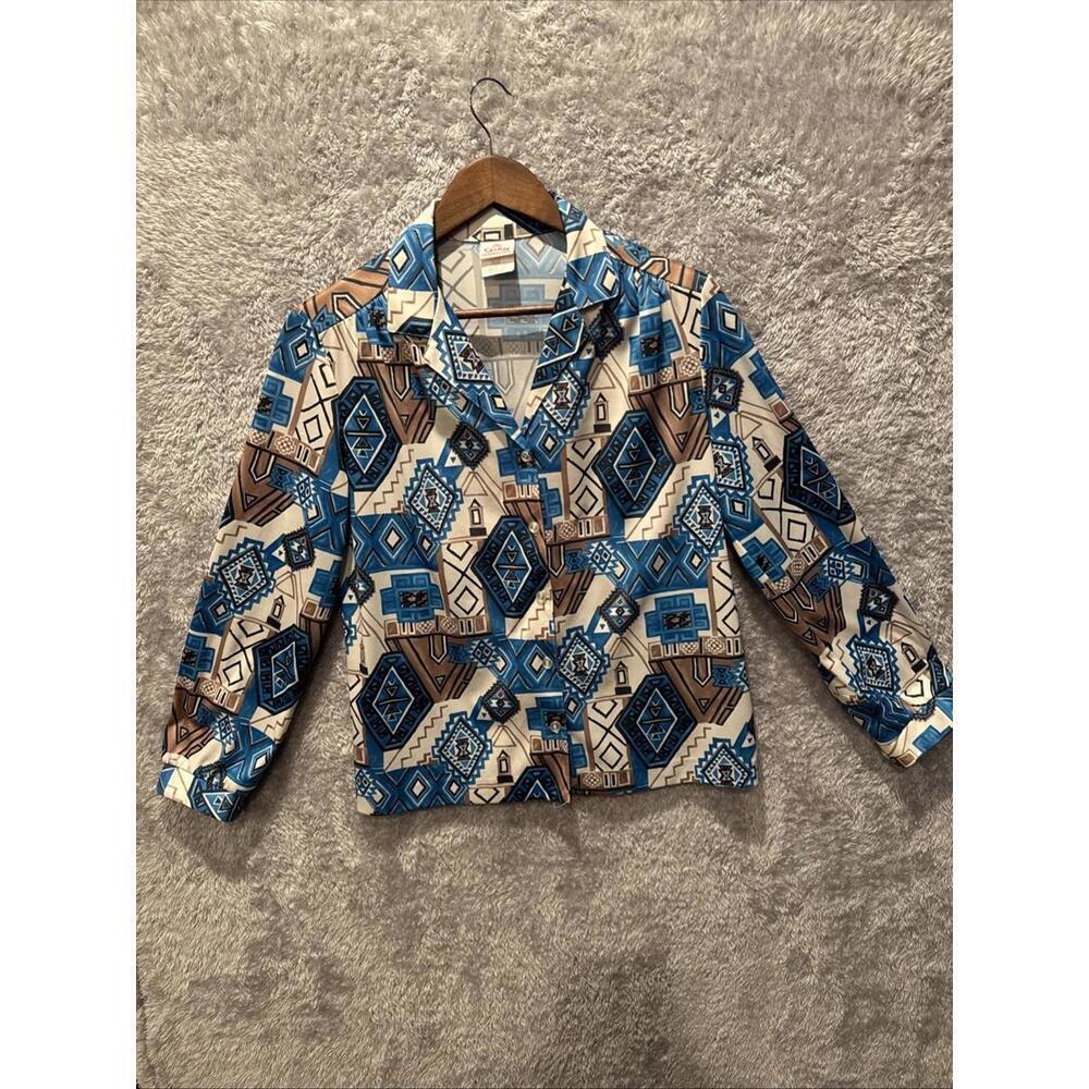 Vintage GRAFF Californiawear  Women's Sz 10 Button Shirt Blouse Top Tribal Retro